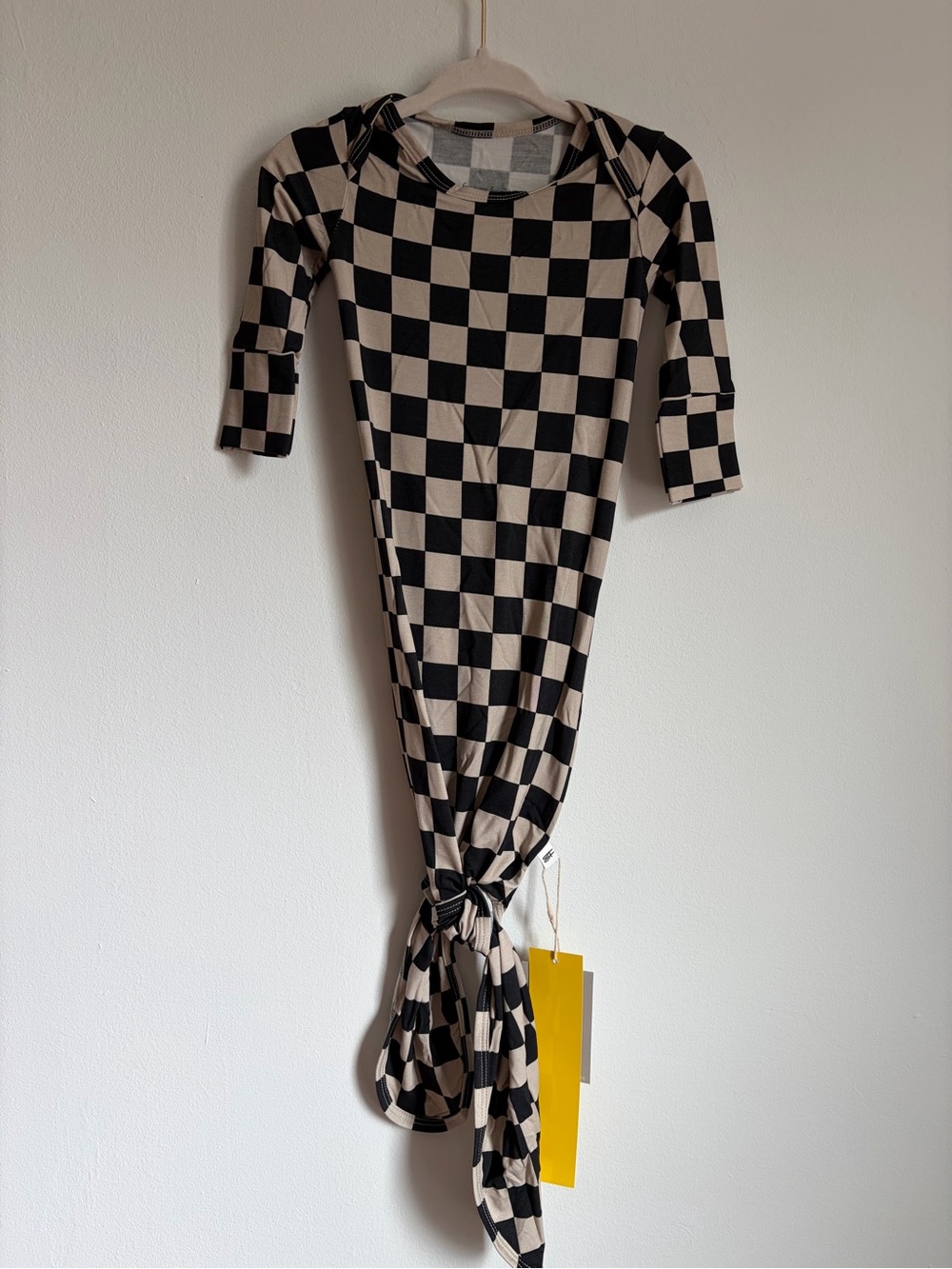 Forever French Black and Cream Checker baby knit onesie